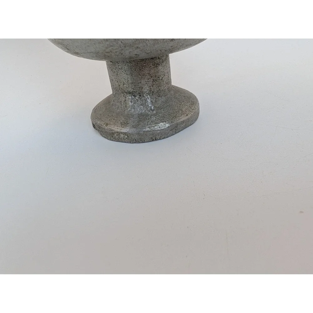 Vintage Cast Aluminum Footed Mortar Pestle Set Silver Rustic Apothecary Kitchen